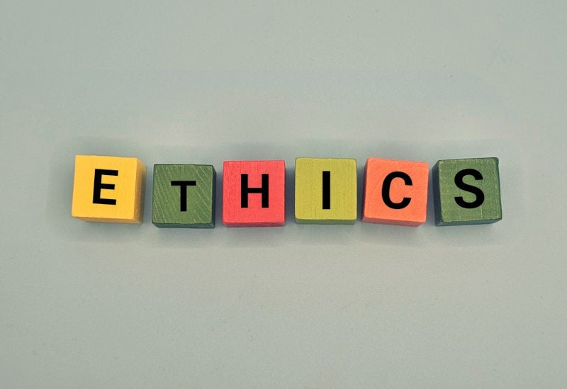 Blocks spelling out the word Ethics