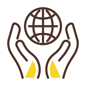 hands holding the world icon
