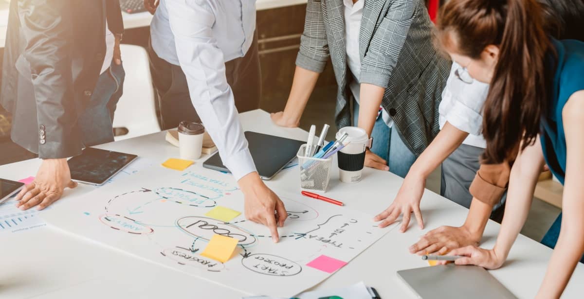 Group of marketing professionals at brainstorming meeting