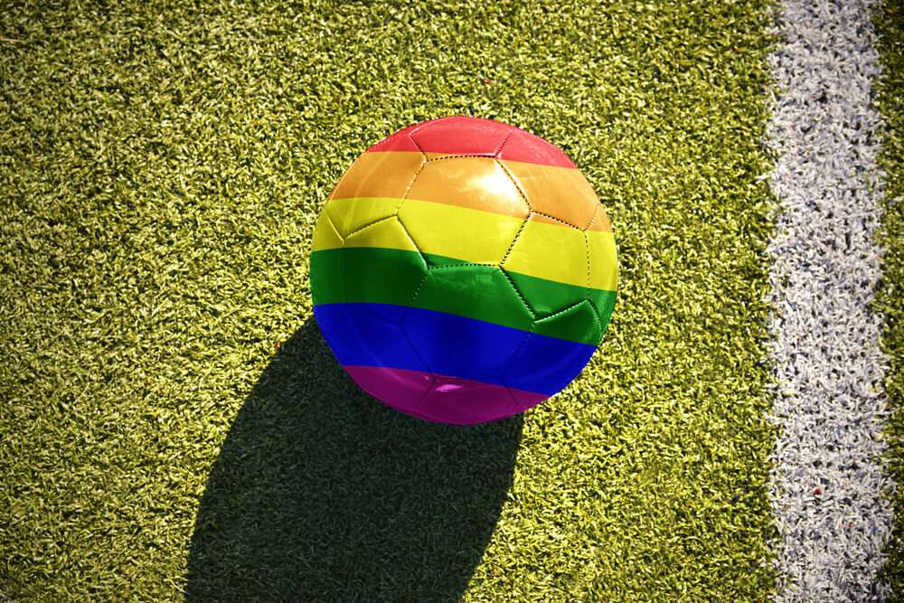 football with rainbow lines