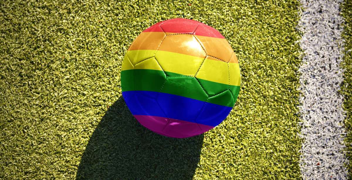 football with multicolored lines