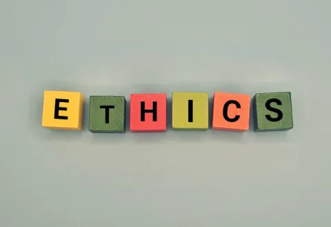 Blocks spelling out the word Ethics